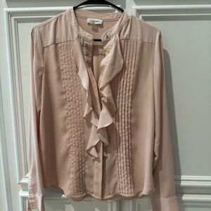 Calvin Klein Women's Blush Ruffle Blouse